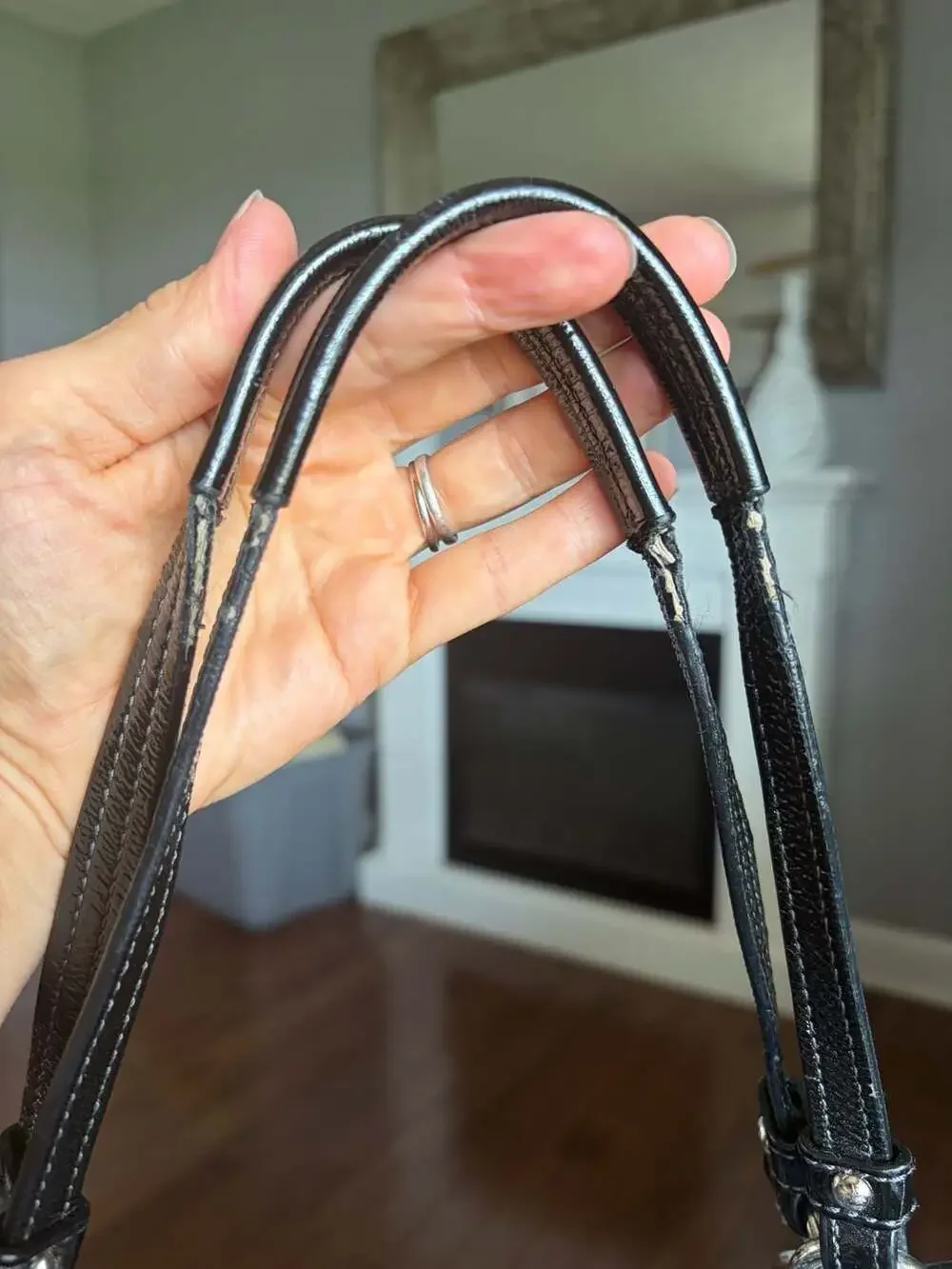 Coach Alex Signature Sateen Black Patent Leather Tote Shoulder Bag